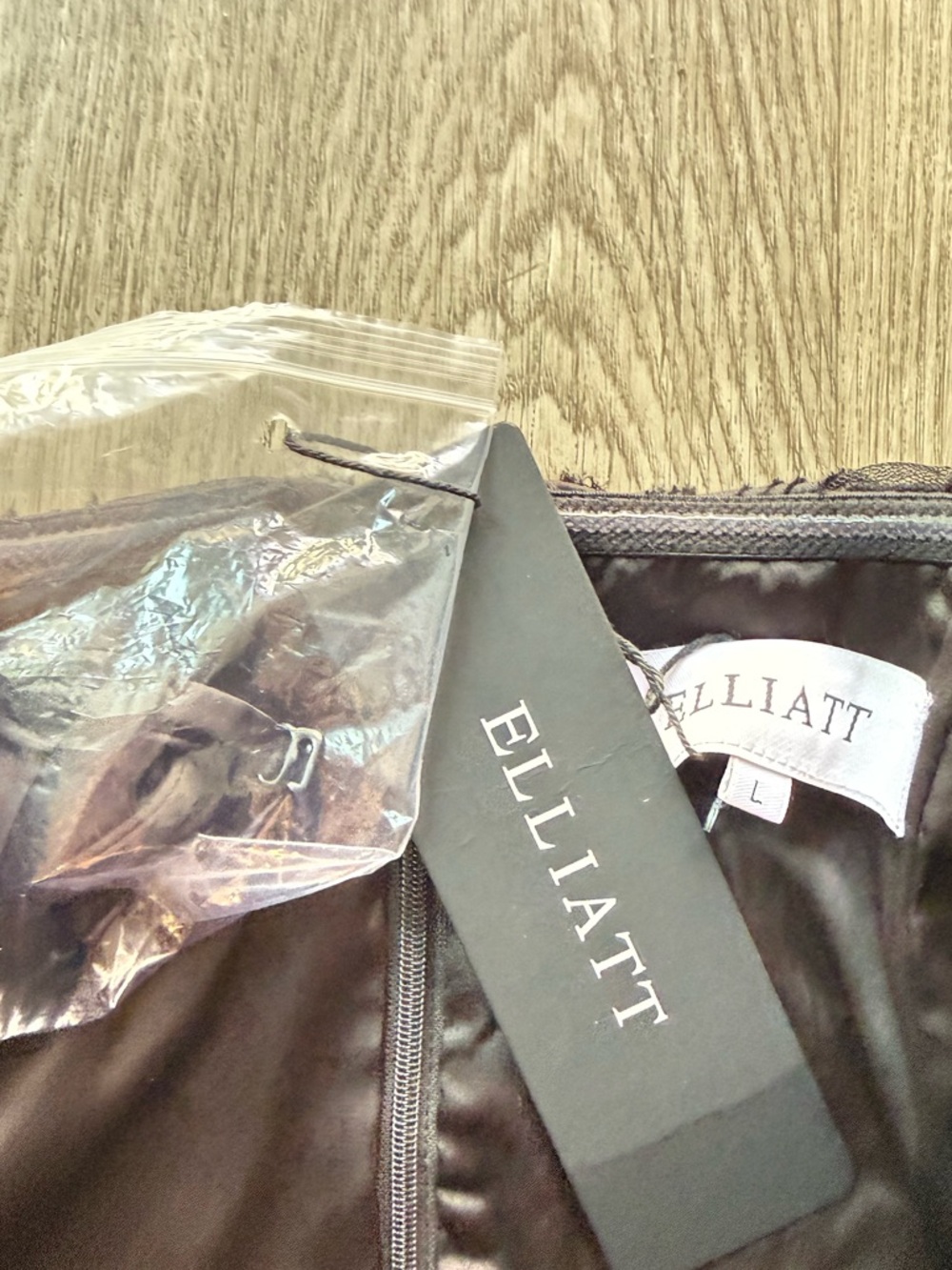 elliatt asher black 3d swirl chiffon fit & flare LDB midi dress size Large NEW - Picture 8 of 10